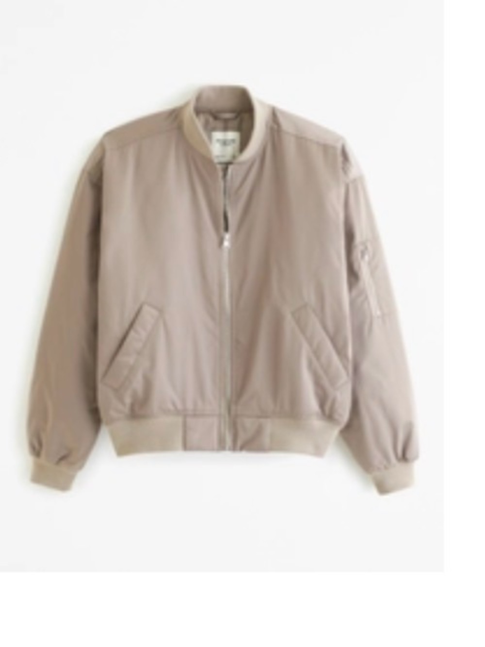 Abercrombie & Fitch Beige Nylon Bomber Jacket